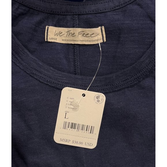 Free People We the Free You Rock Tee T-Shirt Navy L Cotton - Picture 5 of 5
